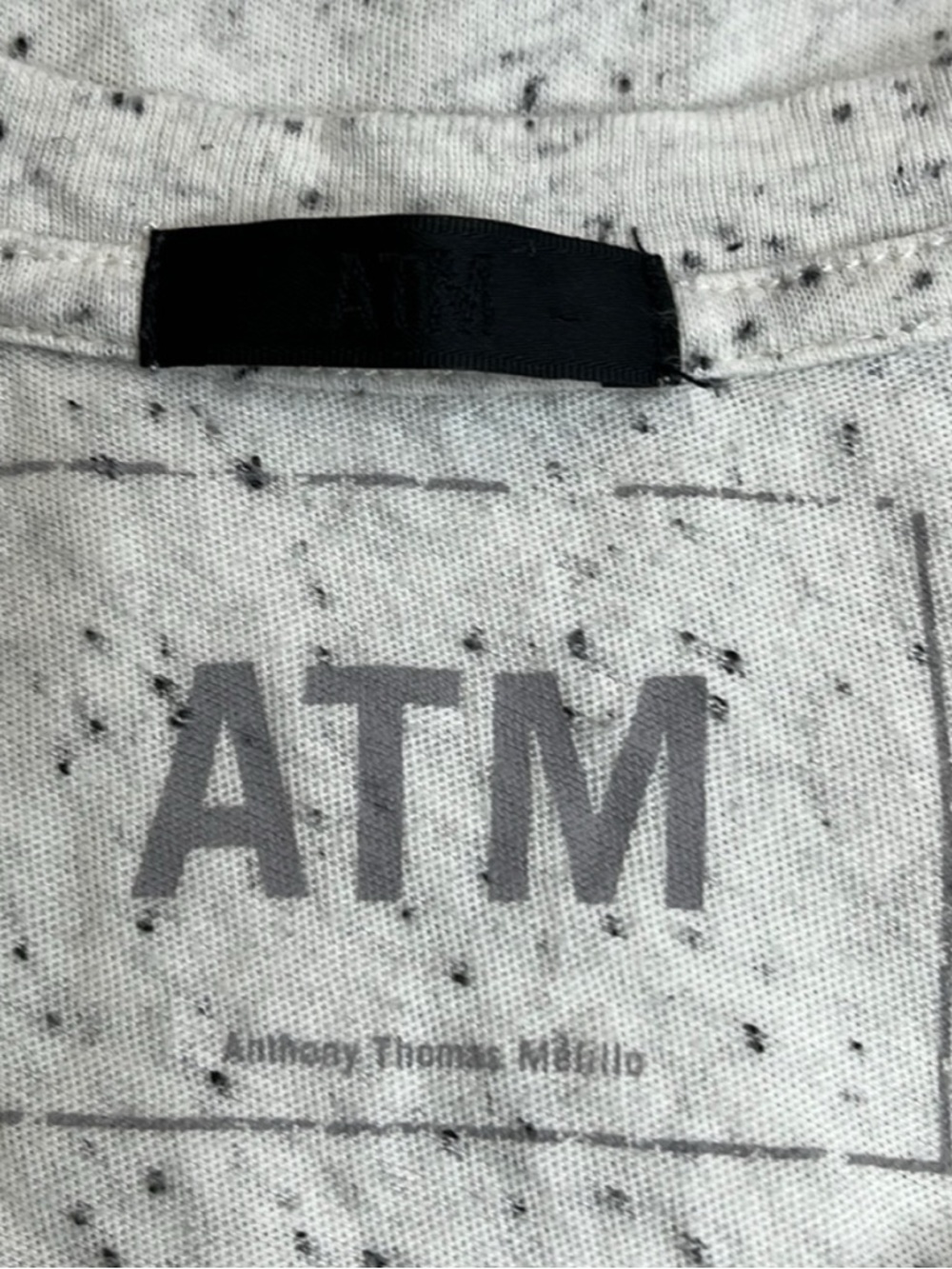 ATM Anthony Thomas Melillo Speckled White and Black Tee. Size M